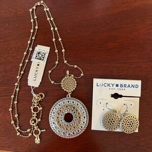 Lucky brand necklace and earrings set.